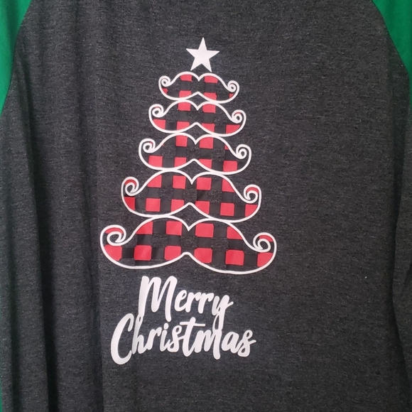 Merry Christmas baseball style top with mustache - Picture 2 of 3